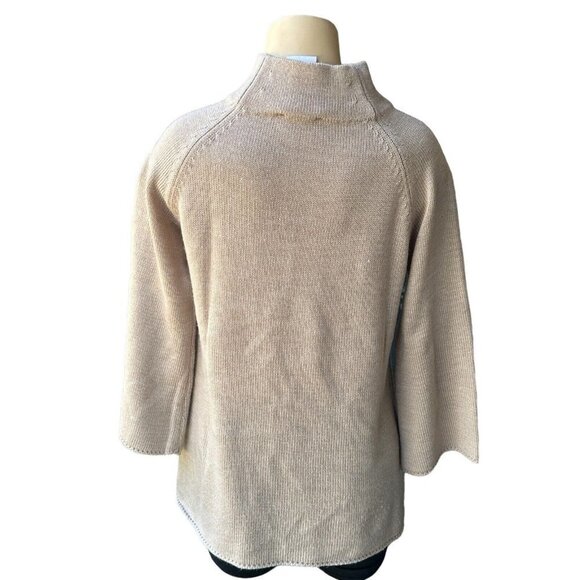 Creation Sweater Women's Size 4 Cowl Pullover Beige Floral Long Sleeve Knit - Picture 2 of 8